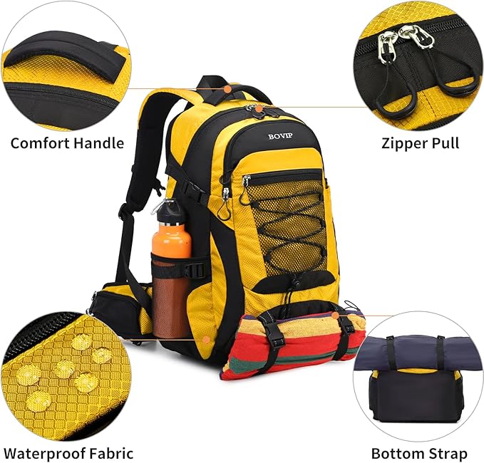 BOVIP 40L Hiking Backpack Waterproof Lightweight Daypack Travel Sports Camping Backpack for Men Women