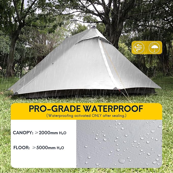 LANSHAN Ultralight Tent 3-Season Backpacking Tent for 1-Person or 2-Person Camping, Trekking, Kayaking, Climbing, Hiking