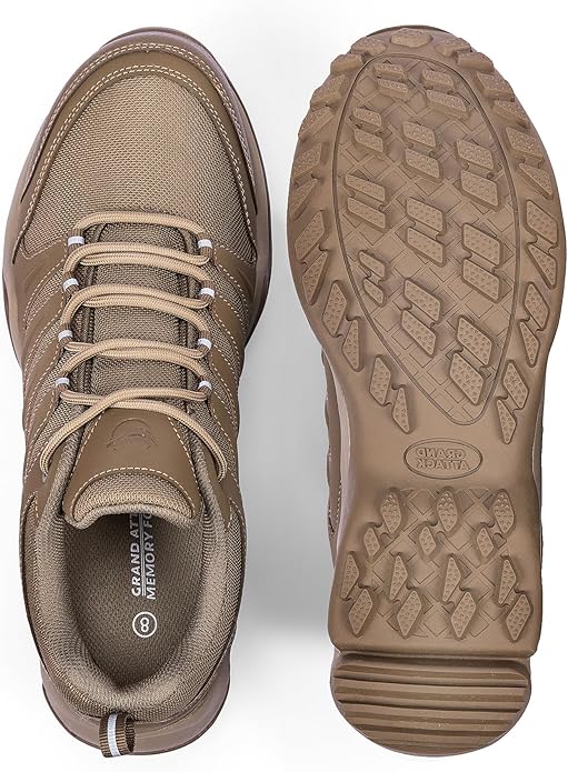 Grand Attack Men's Waterproof Hiking Shoes Lightweight Approach Trekking Comfortable Backpacking Boots Non Slip Work Shoes Outdoor Camping Travel Sneakers