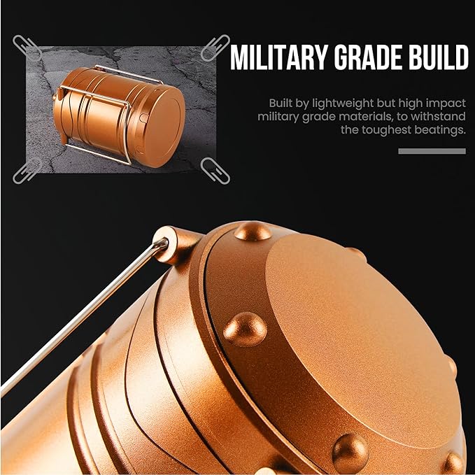 Lichamp LED Camping Lantern, 4 Pack Battery Powered Flashlight for Power Outages, Portable Collapsible Hanging Light Essential for Home, Outdoor, Emergency Lamp Survival Kit Gear for Hurricane, Gold