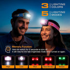 EverBrite Rechargeable Headlamp, 2 Pack Kids Headlamp with White/Red/Green Light and Memory Function, Head Lamp for Adult and Kid with 5 Modes, 120° Adjustable LED Headlamp for Camping, Running-Pink