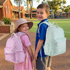 DYSHAYEN Gingham Kids Backpack,15 Inch School Backpack for Girls Boys,Kindergarten Large Bookbag Age 5-8 for Birthday Gifts School Overnight (Purple)