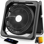 11.5 Inch Upgraded Solar Camping Fan with Light- Rechargeable Battery Fan, 10W Detachable Solar Panel, 3 Speed, 6H Timer,60° Pivot Strong Airflow for Camping Fishing RV Trips Hurricane Power Outage