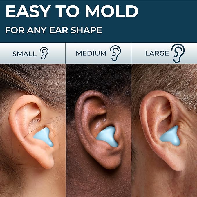 Peace&Quiet | PQ Wax Ear Plugs for Sleeping, Swimming - Soft Noise Cancelling Silicone Gel Wax Earplugs for Sleep and Swimmers, Sound Blocking Level of 32 Db, Color: Blue