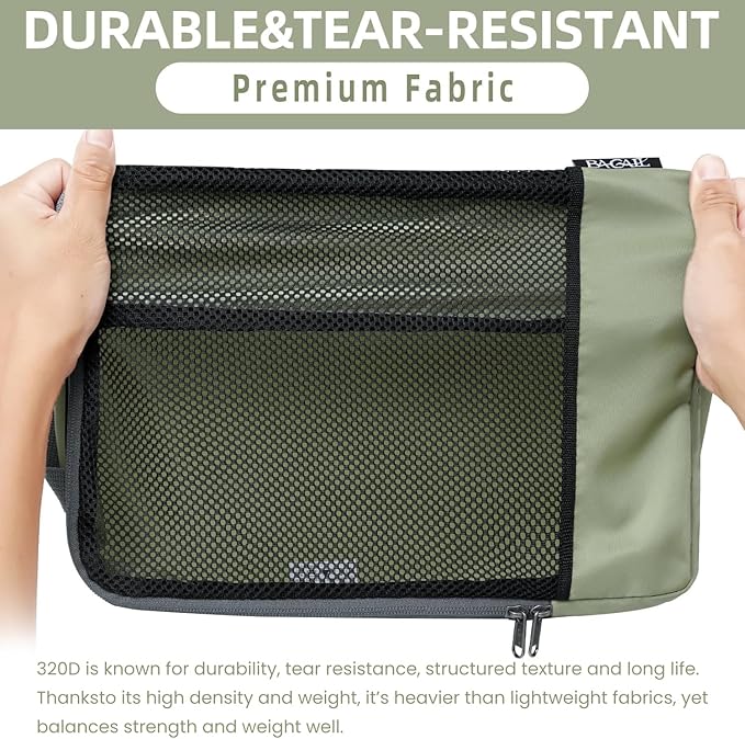 BAGAIL 4 Set/6 Set/8 Set Compression Packing Cubes Travel Accessories Expandable Packing Organizers (Half Mesh, 6-Matcha Green)