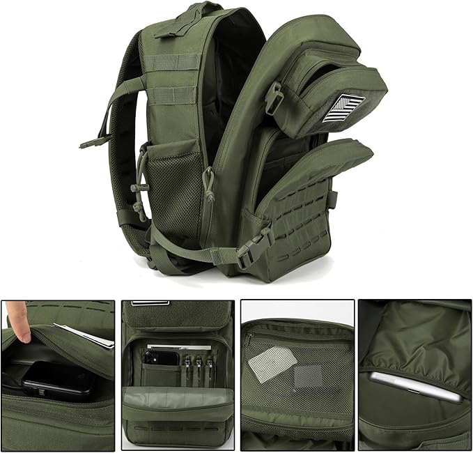 QT&QY 25L/45L Military Tactical Backpack For Men Molle Daypack 3 Day Bug Out Bag Hiking Rucksack With Bottle Holder