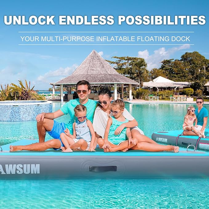 AWSUM Inflatable Floating Dock Air Dock Platform Floating Island Raft with None-Slip Surface for Pool Beach Ocean