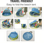 PandaEar Baby Beach Tent with Pool, Pop Up Sun Shelter for Infant Toddlers, Portable UV Protection Shade with Carry Bag for Outdoor Travel, Camping