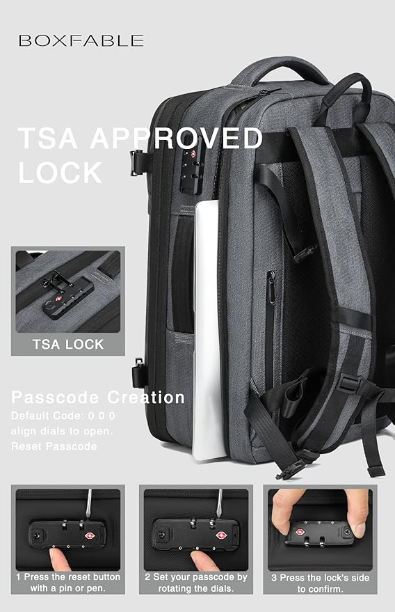 Vacuum Seal Travel Backpack 45L with Pump - Expandable Air Compression System, Water-Resistant Business TSA Lock, Laptop Backpack, Carry-On Suitcase Luggage, Gifts for Men