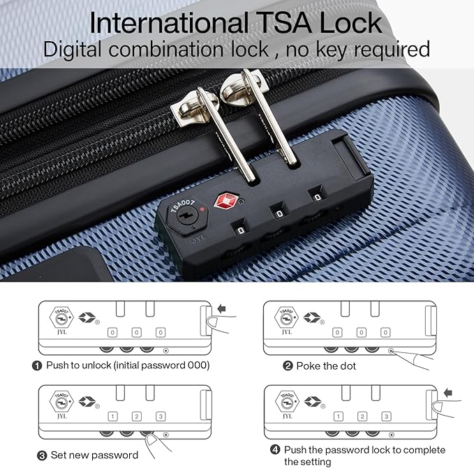 Hanke 29 Inch Expandable Checked Luggage Lightweight PC Hard Shell Luggage Suitcases with Wheels Travel Luggage Rolling Large Suitcase Travel Luggage Bag for Study Abroad.(Dark Blue)