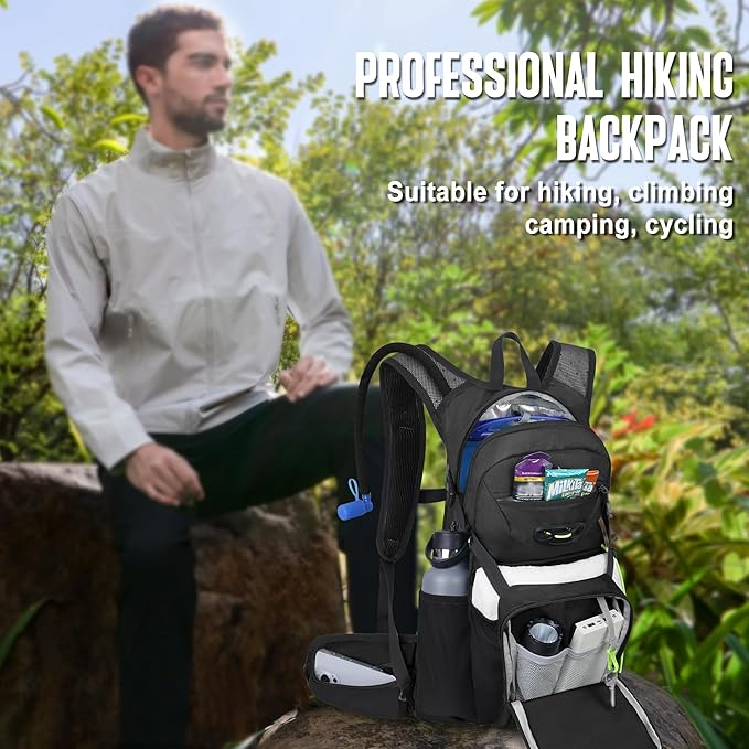 N NEVO RHINO Hydration Backpack, 18L Multipurpose Hiking Backpack with 3L Water Bladder, Water Backpack Insulated Hydration Pack Ideal for Hiking and Cycling