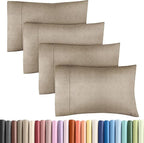 Pillowcases - Ultra Soft Hotel Quality Pillowcase Covers - Comfy, Cozy & Wrinkle Free - Shrinkage and Fade Resistant - Machine Washable Pillow Protectors - (King, Heathered Beige, 4 Piece Set)