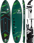 Flypark 11'x34 Inflatable Paddle Boards, Extra Wide SUP for 420lbs/3Adults, Yoga Stand Up Paddle Board, 110L Backpack, 15 D-Rings, Shoulder Strap, US-Fin, 2-Action Pump