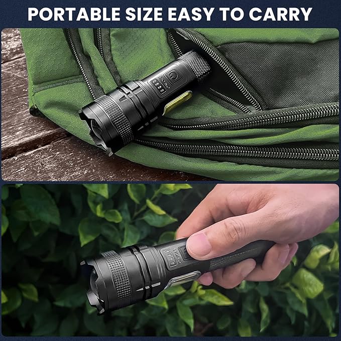 THY TRY Rechargeable LED Flashlights High Lumens, 90000LM Super Bright Flashlights with 7 Modes, High Powered Handheld Flash Light for Home Camping Hiking Night Work (2 Pack)