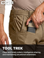 CQR Men's Flex Ripstop Tactical Pants, Water Resistant Stretch Cargo Pants, Lightweight EDC Hiking Work Pants