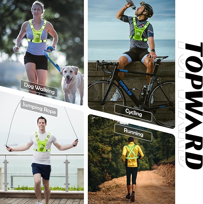 Running Vest Chest Phone Holder for Women Men, Reflective Vest Safety Gear for Dog Walking Cycling - Adjustable Waist/Shoulder