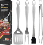 ROMANTICIST 4pcs Heavy Duty Grill Accessories for Top Chef - Professional Grill Tools Set & Basic BBQ Tools for Backyard Restaurant Outdoor Kitchen - Deluxe Grill Gift for Dad on Father’s Day Birthday