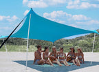 10×10ft UPF50+ Beach Tent Sun Shelter, Windproof Stable Outdoor Pop Up Beach Shade Canopy for Camping, Fishing, Backyard Fun or Picnics, 4 Poles