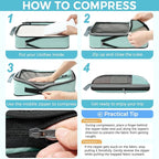 BAGAIL 4 Set/6 Set/8 Set Compression Packing Cubes Travel Accessories Expandable Packing Organizers(HalfMesh,8-DustyBlue)