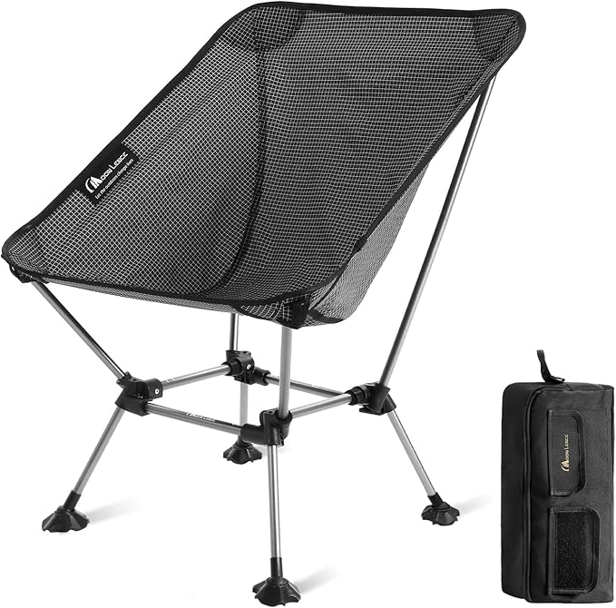MOON LENCE Camping Chair Plus, Upgraded Comfort & Size, Still Compact and Lightweight, Folding Portable Chair for Backpacking & Hiking, 330Lbs Capacity, Gen 3 Plus (Onyx (Plus))
