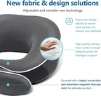 Travel Neck Pillow 100% Memory Foam – Airplane & Car Travel Essentials Kit with 3D Eye Mask, Earplugs & Mesh Bag – Sleeping Support Pillow for Adults (Dark Grey)