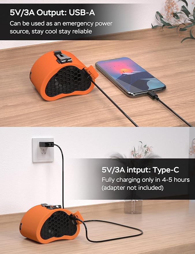 Portable Waist Fan, 10000mAh Battery Operated, Rechargeable Clip On Belt, 10 Speed, 12000RPM Strong Airflow, Max 24H Working Time, Personal Shirt fan for Outdoor Work Jobsite Farms