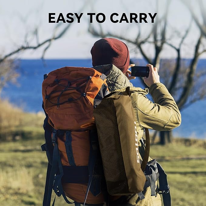 TOBTOS Portable Camping Chair, Support up to 330 LBS, Lightweight Folding Backpacking Chair for Outdoor Camp, Travel, Beach, Picnic, Hiking, Backpacking (Khaki)