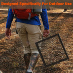 only fire Foldable X-Marks Fire Pit Cooking Grate, Portable Rectangle Campfire Grill Grate with Handles, Heavy Duty Steel Campfire BBQ Grill for Outdoor, 32 inch