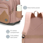 Swissdigital Design Big Student Laptop Backpack with Fun Personalized Patches For College Boy & Girl, Middle High School Teen Bookbag Cool Travel Daypack Mocha Brown - Includes 3 Patches | SD1718-35