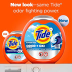 Tide Odor Defense + Oxi Laundry Detergent Pacs, Original Scent, 18 Count, Advanced Odor + Stain Fighter, laudry soap washing detergent pacs