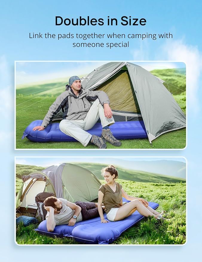 Sleeping Pad for Camping, Extra Thickness 5.5 Inch Ultralight Inflatable Sleeping Mat with Pillow Built-in Foot Pump, Compact Waterproof Camping air Mattress for Backpacking Hiking Traveling (Double)