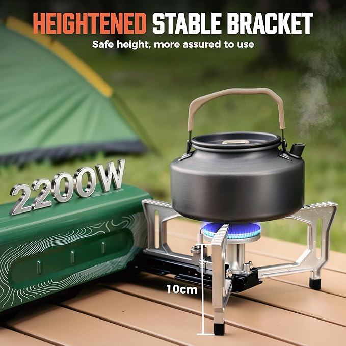 BIG HORN OUTDOORS Butane Camping Stove, Portable Folding Gas Burner with Carry Bag for Camping, Emergency Use and Outdoor Cooking