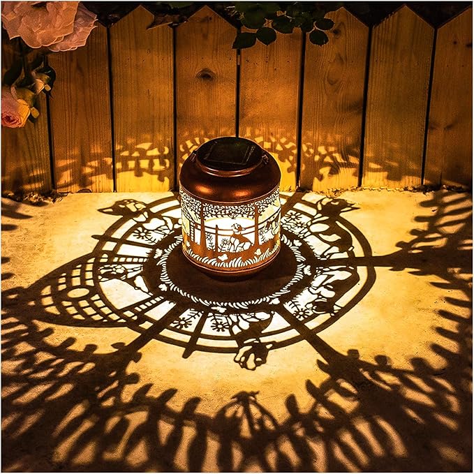 French Bulldog Solar Lanterns Outdoor Waterproof,Hanging Solar Lights French Bulldog Gifts for Women Men Metal LED Decorative Light for Yard,Patio,Lawn,Tabletop,Pathway,Landscape,Garden Decor