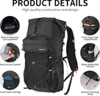 Hiking Backpack for Men and Women, 30L Waterproof Camping Backpack with 3L Water Bladder and Rain Cover, Lightweight Outdoor Sport Travel Daypack Rucksack for Climbing Cycling (Black)