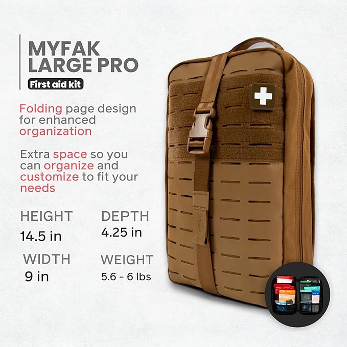 My Medic MYFAK Large Pro- HSA FSA Approved Ifak First Aid Kit - Comprehensive 200 life saving Item Medical Kit - Boat or Car First Aid Kit - Coyote