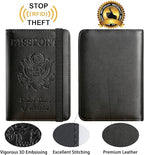 Passport Holder Cover Wallet Travel Essentials RFID Blocking Leather Card Case International Must Haves Travel Accessories for Women Men(101#Black)