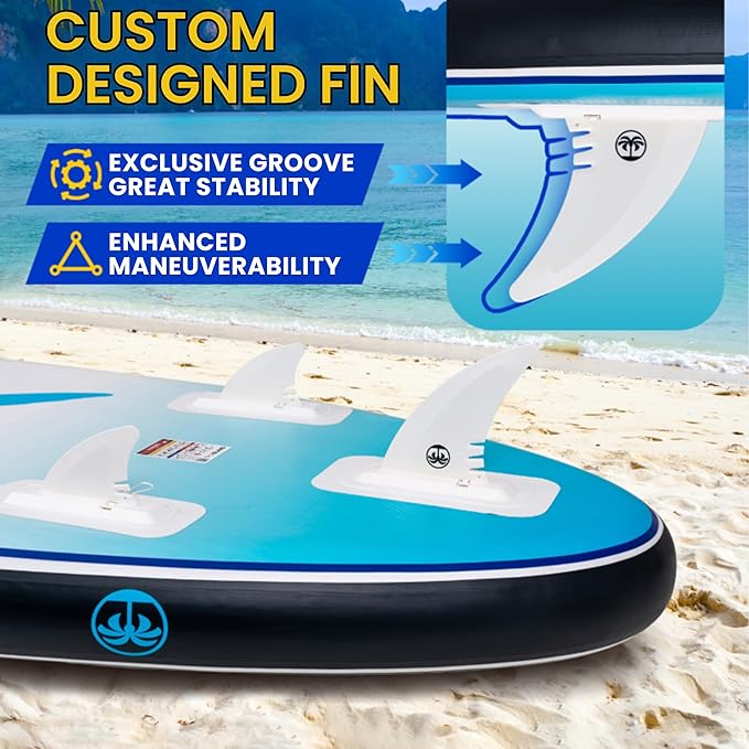 TRUISLAND Inflatable Paddle Board, Stand Up Paddle Board with Backpack, Non-Slip Thickened Deckpad, Waterproof Phone Case, Leash, Paddle, Hand Pump