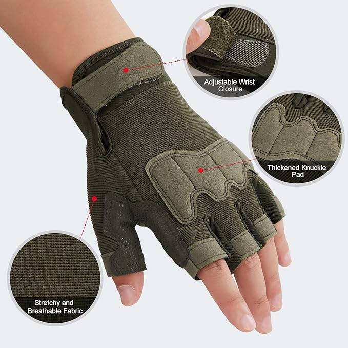 FIORETTO Fingerless Gloves for Airsoft Shooting Half Finger Hunting Hiking Cycling Driving Motorcycle Climbing Work Gloves M210603