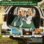 HiiPeak Memory Sleeping Pad, Compact Thick Foam Sleeping Mats with Pillow, 9.5 R-Value Insulated Camping Mattress Pad, Easy Inflate & Deflate, Inflatable Sleep Mat for Backpacking Hiking Car Tent