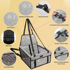 Dog Car Seat Foldable Dog Car Booster Seat Waterproof Breathable Oxford Travel Bag for Small to Medium Dogs, Puppies, and Pets-Pattern Grey+Mat