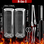 Rolling Grilling Baskets for Outdoor Grill Bbq Tube Net Must Have Large Round Cylinder Cage Mesh Barbecue Essentials Gadgets Cooking Accessories for Picnic Veggies Vegetable Fish Meat, Gift for Men