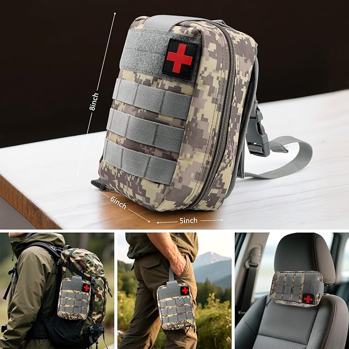 Tactical First aid kit for Outdoor 119 Pcs, First Aid Supplies Emergency Trauma Bag, Survival First Aid Kit for Outdoor Camping Hiking Backpacking and Travel