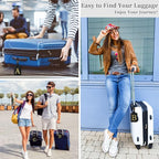 Personalized Initial Luggage Tags for Suitcase TSA Approved, Black Leather Cute Luggage Tag with Privacy Cover Name Card, Embroidered Custom Luggage Tags Travel Backpack Tags Gifts for Women Kids(B)