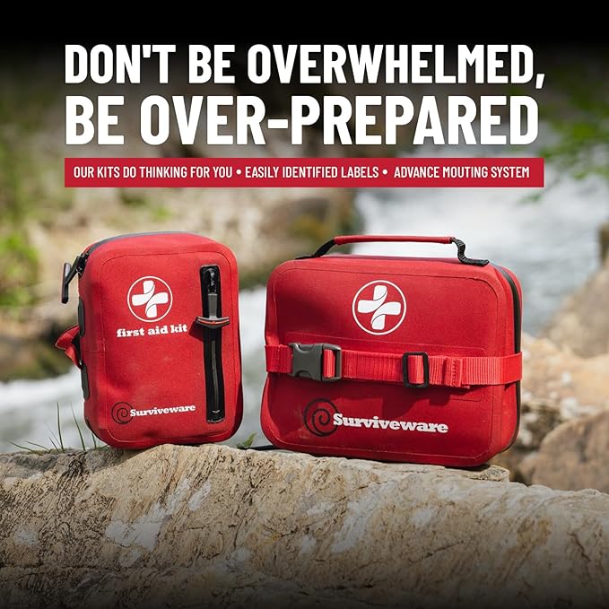 Surviveware 98-Piece Waterproof Premium First Aid & Survival Kit - Comprehensive Emergency Preparedness Gear for Camping, Hiking, Backpacking, and Outdoor Adventures