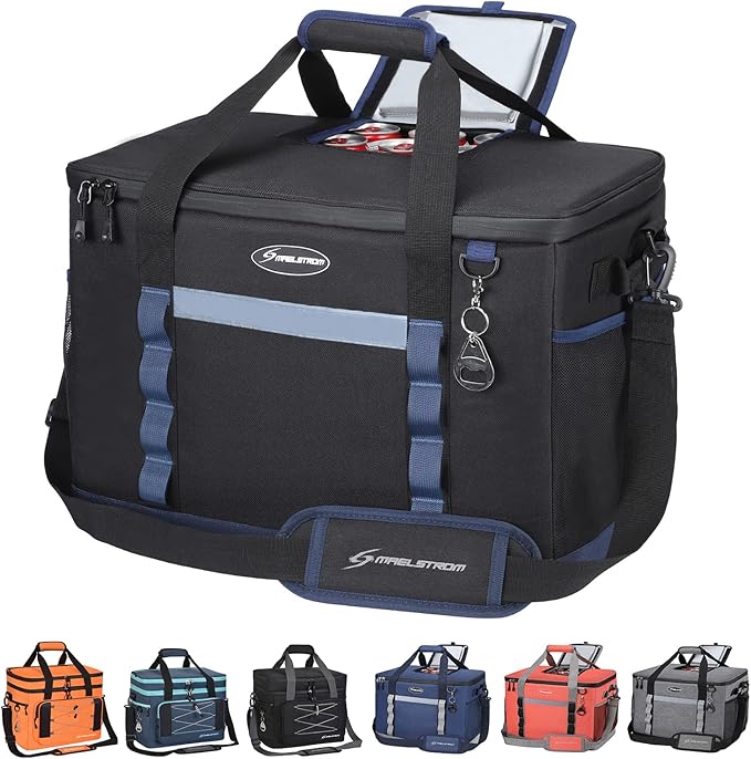 Maelstrom Collapsible Soft Cooler Bag, 24/30/60/75 Cans Beach Cooler, Ice Chest, Leakproof & Portable for Beach, Camping, Road Trips & Grocery Shopping