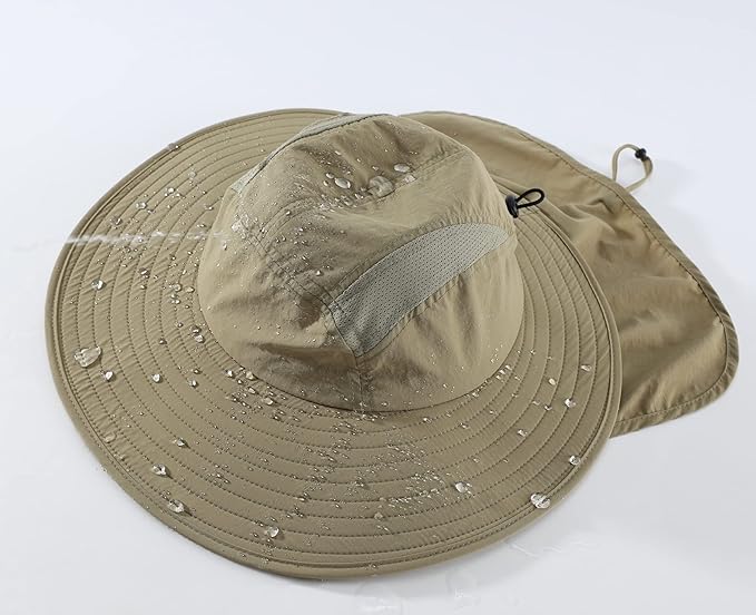 Home Prefer UPF 50+ Mens Wide Brim Fishing Hat with Neck Flap Sun Hat for Men Women Sun Protection Cap