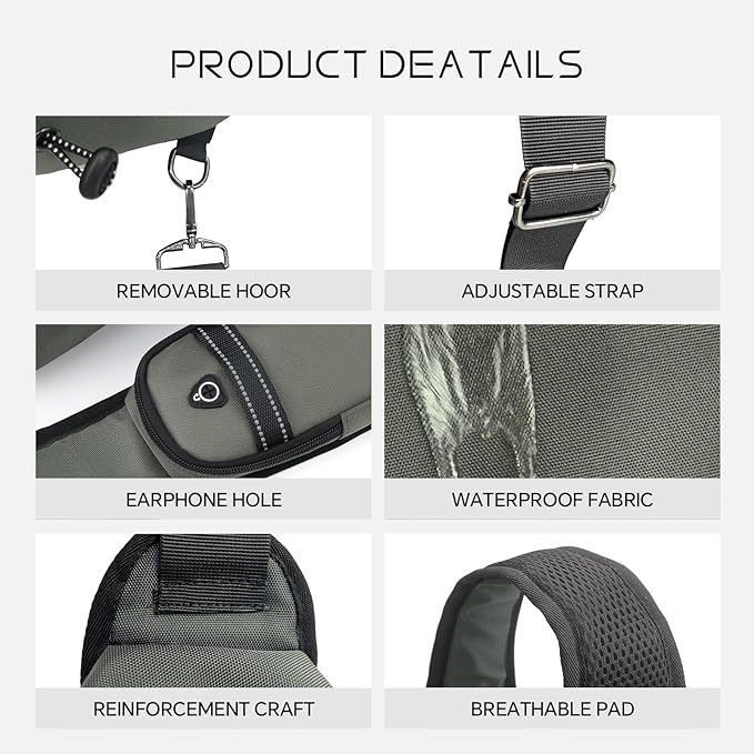 Crossbody Sling Bag Casual Shoulder Hiking Backpack with Convertible Shoulder Strap for Travel Hiking Shopping Leisure Sport