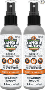 Ranger Ready Picaridin 20% Tick & Insect Repellent, Ranger Orange Scent Deet-Free Bug Spray, Travel Size 3.4 Oz. (Pack of 2)