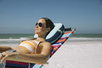 Ballast Beach Pillow – Comfy, Durable & Compact, Stays Put on Windy Beaches with Patented Sand Pouch, Inflatable Pillow for Beaches, Pools, Camping, Festivals and Travel (Golden Sunrise)
