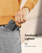 VEEKTOMX Small Portable Charger, Mini Power Bank 10000mAh, PD 22.5W Fast Charging USB-C Battery Bank, Travel Essentials Dual Voltage External Portable Powerbank for iPhone/Samsung/Google Pixel, Black